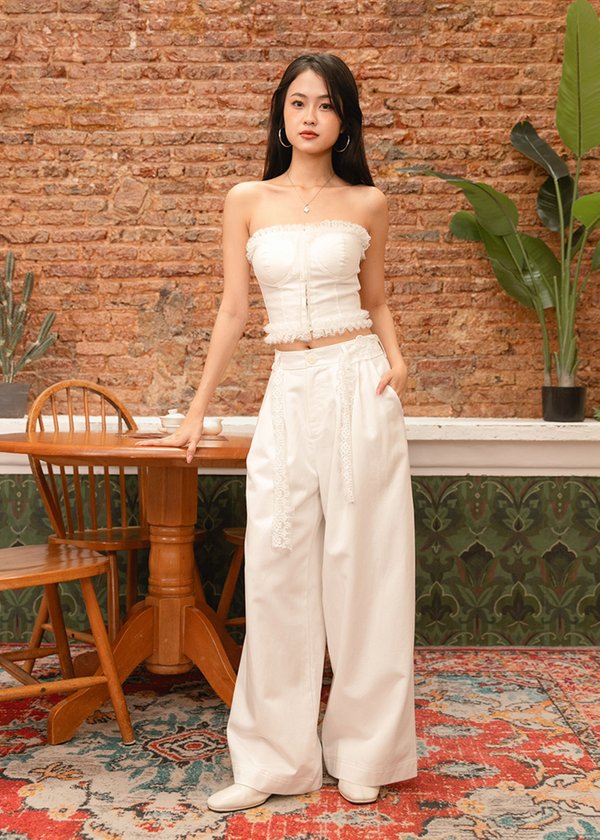 Codon Highwaisted Pants with Lace in White