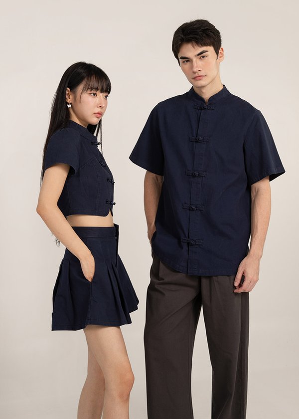 (MEN) 温 (Wēn-Warmth) Denim Top in Navy