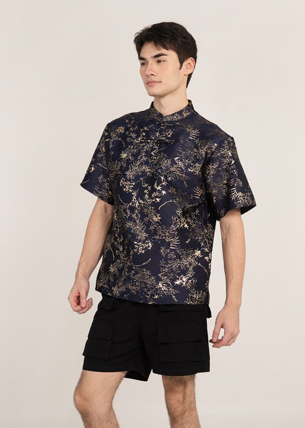 (MEN) 合 (Hé-Together) Qipao Midi Top in Navy