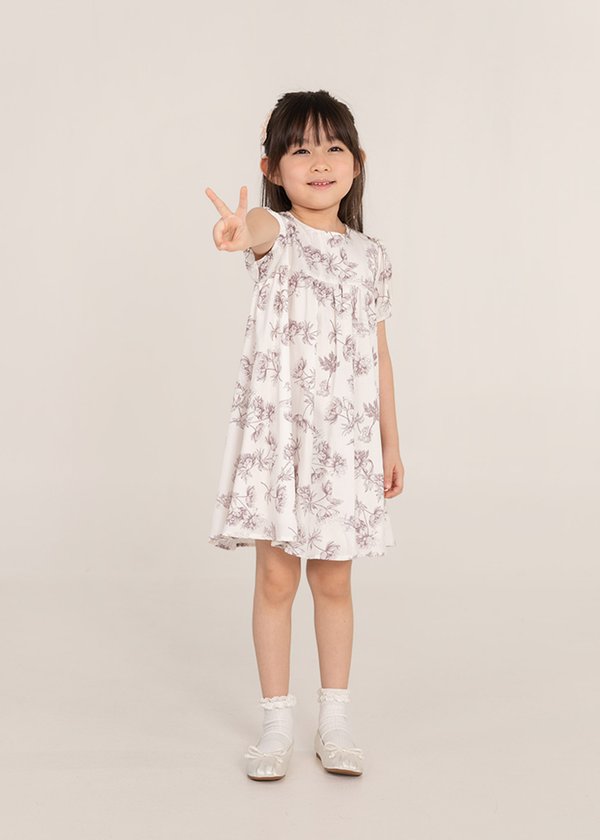 (BABYGIRL) Spring Blooms Floral Dress in Light Fossil