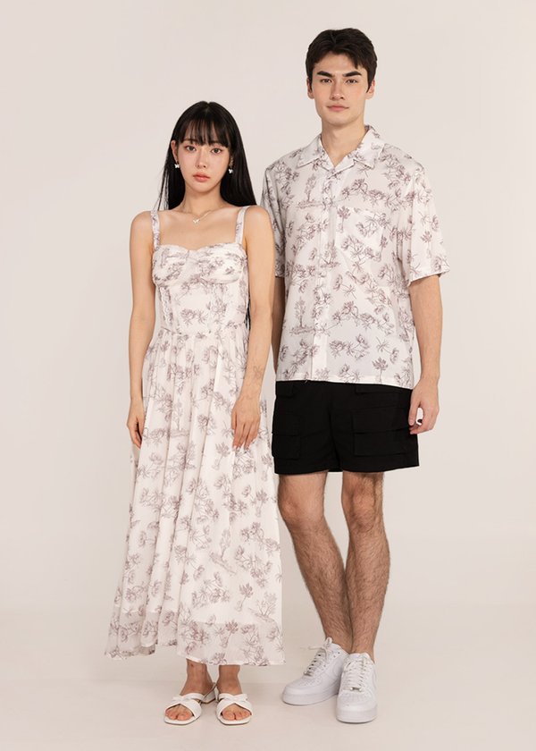 (MEN) Spring Blooms Floral Top in Light Fossil