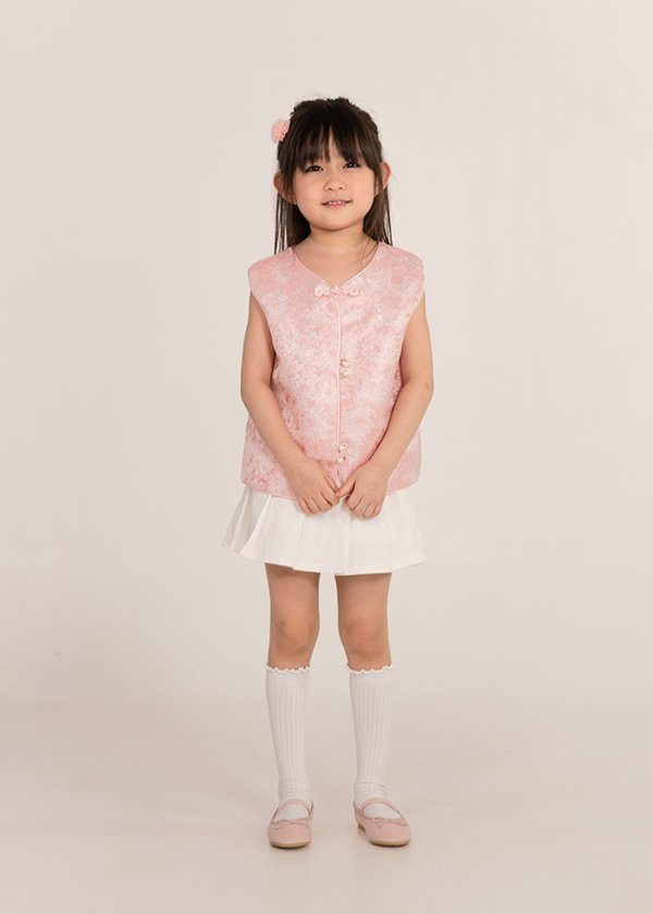 (BABYGIRL) Icy Bloom Oriental Qipao Top in Pink