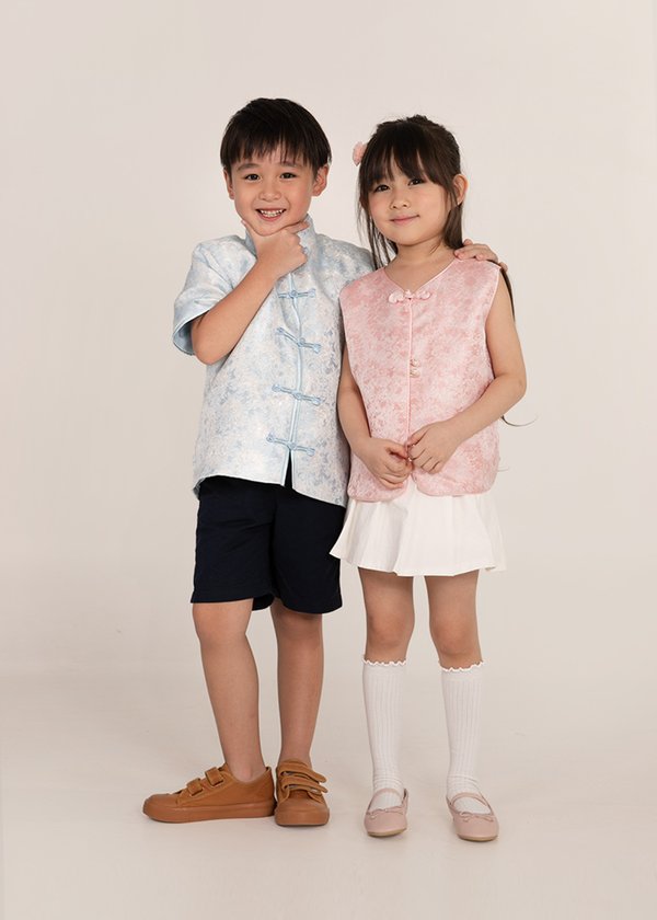 (BABYBOY) Icy Bloom Oriental Qipao Top in Blue