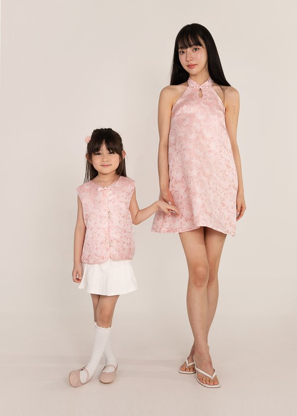 (BABYGIRL) Icy Bloom Oriental Qipao Top in Pink