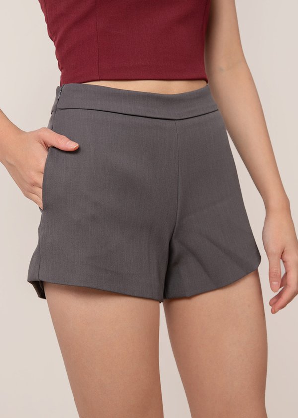 Shift Mid-Waisted Shorts in Gun Metal