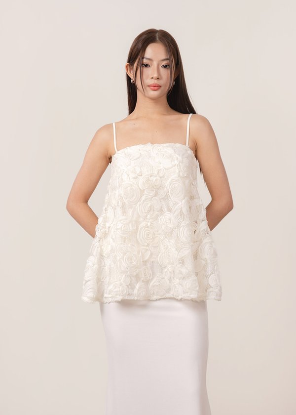 Rosebud Flare Top in Vanilla