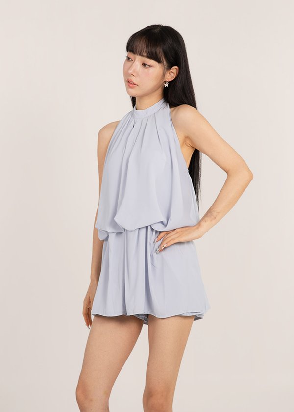 Fleuris Chiffon Romper in Light Periwinkle