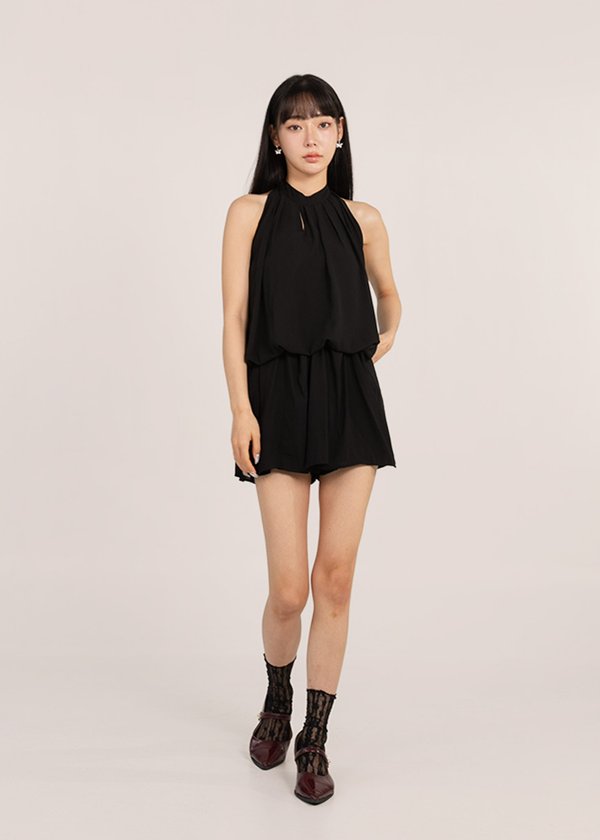 Fleuris Chiffon Romper in Black