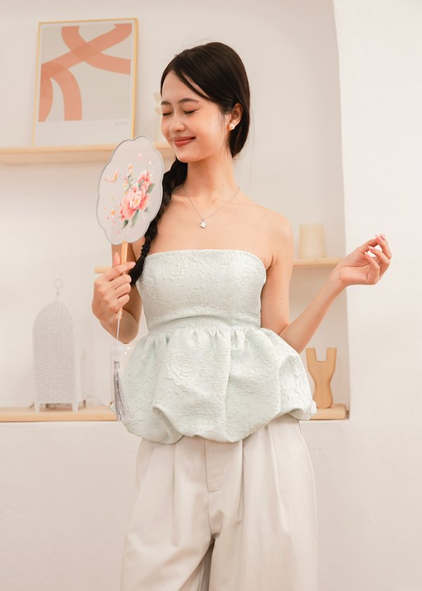 Yuan Bubble Hem Top in Crystal Sage