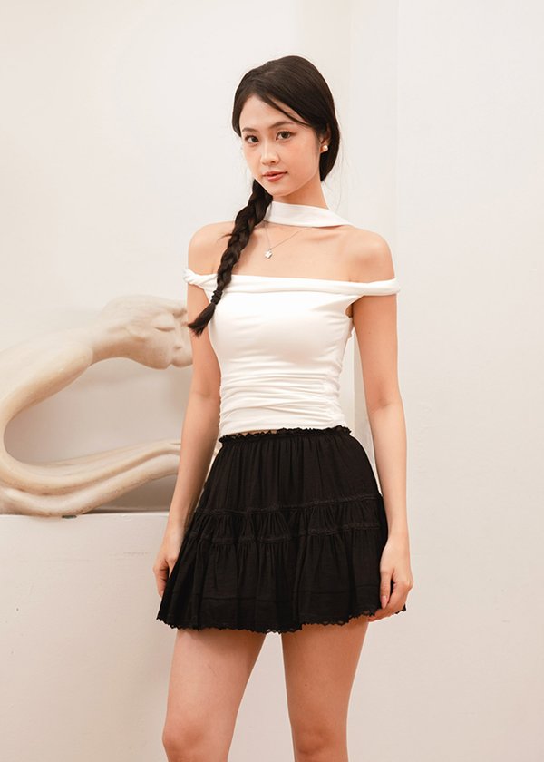 Lyra Lace Tiered Skorts in Black