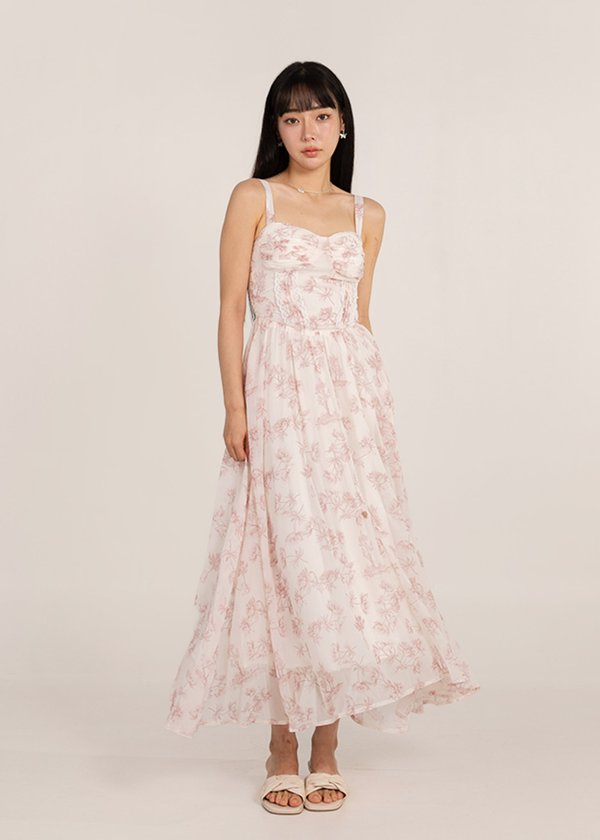 Spring Blooms Floral Dress in Powder Pink