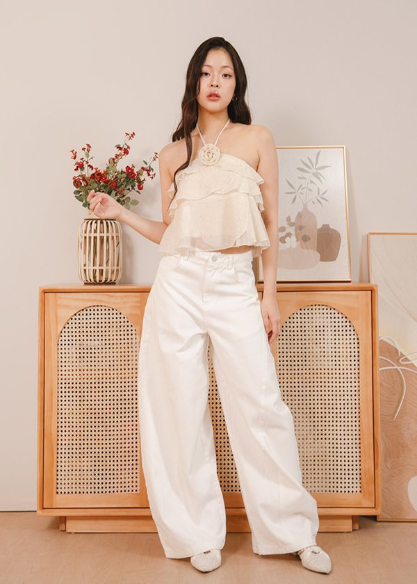 Rosaria Halter Top in Buttercream