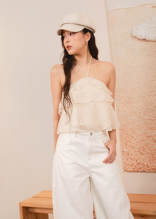 Rosaria Halter Top in Buttercream