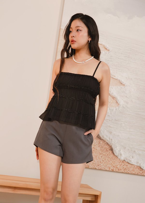 Blush Chiffon Top in Black