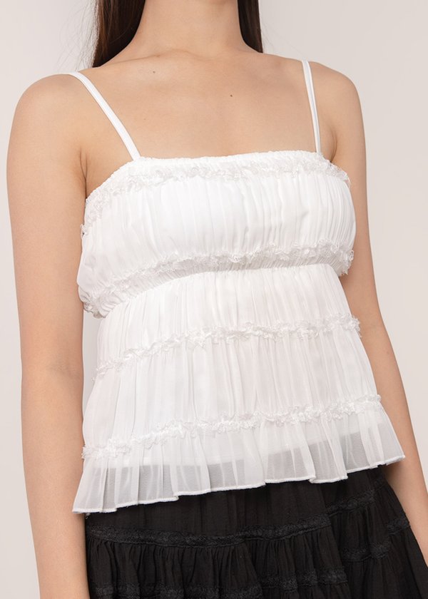 Blush Chiffon Top in White