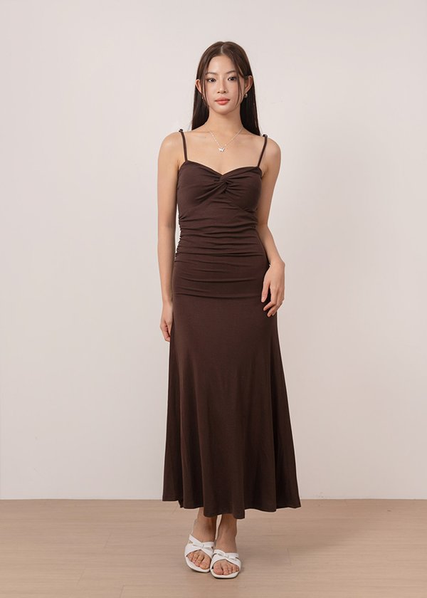 Moonlight Bodycon Midi Dress in Espresso Brown