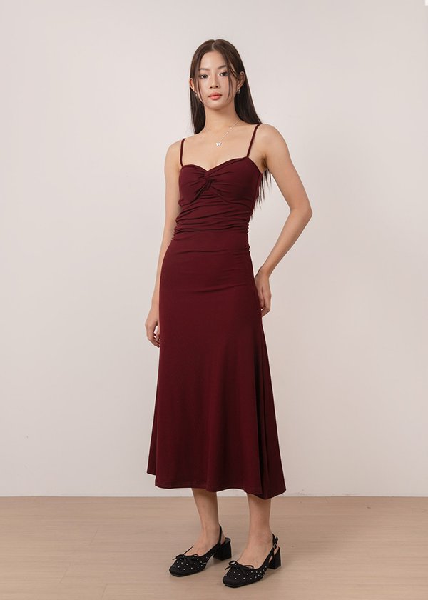Moonlight Bodycon Midi Dress in Enchanted Red