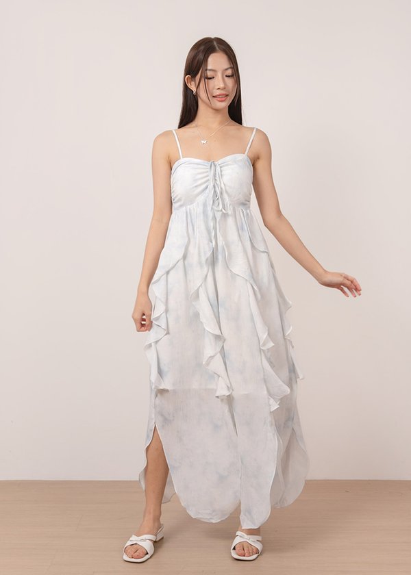 Sugarblush Waterfall Dress in Misty Blue
