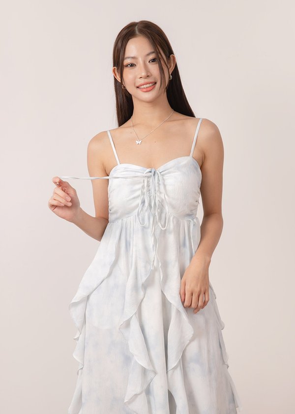 Sugarblush Waterfall Dress in Misty Blue