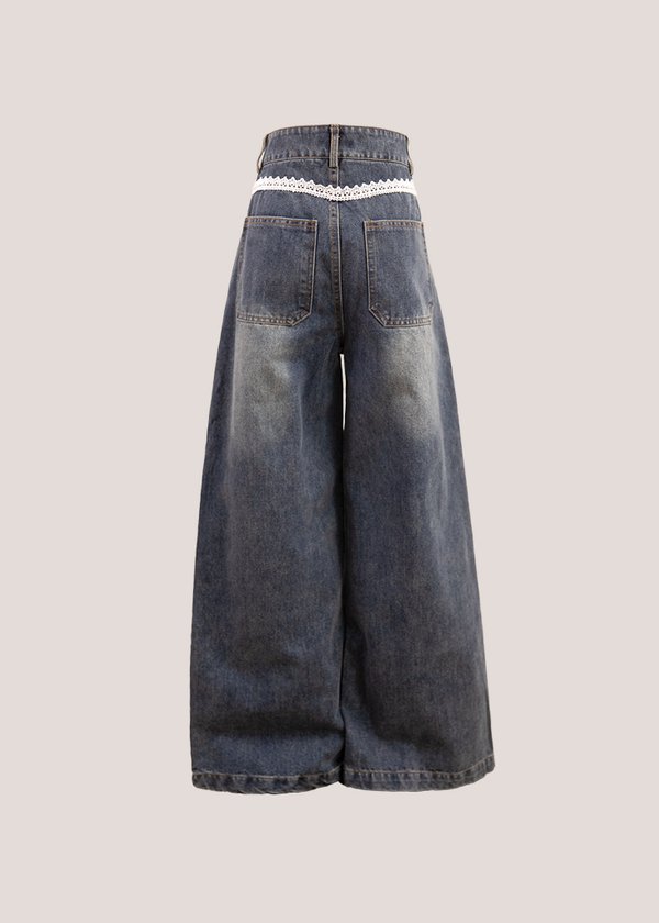 Rue Lace Denim Jeans in Dark Wash