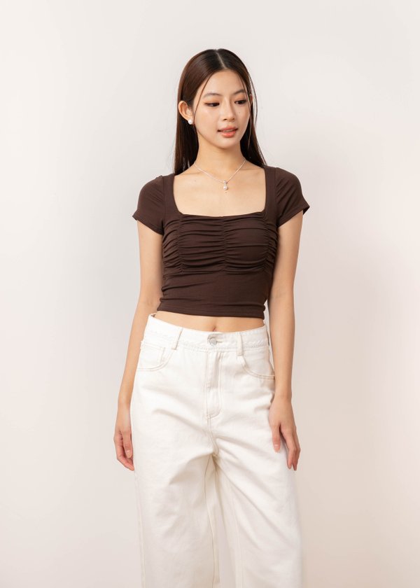 Effortless Ruched Top in Brunette Brown *US*