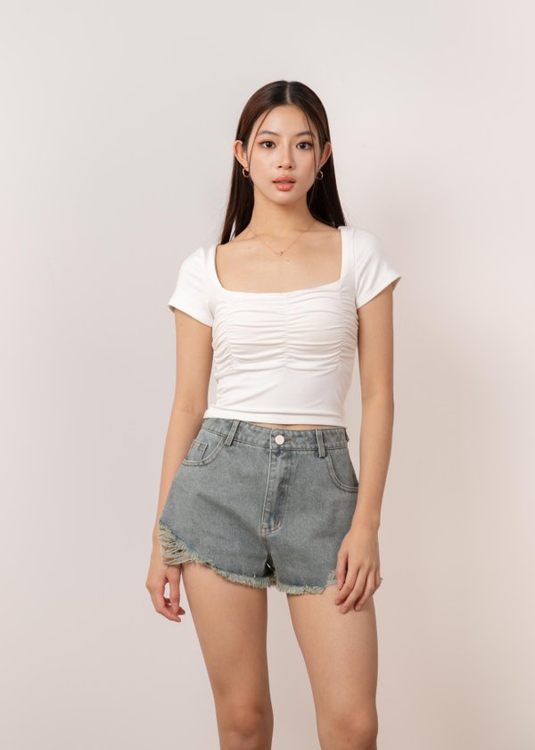 Effortless Ruched Top in White *US*
