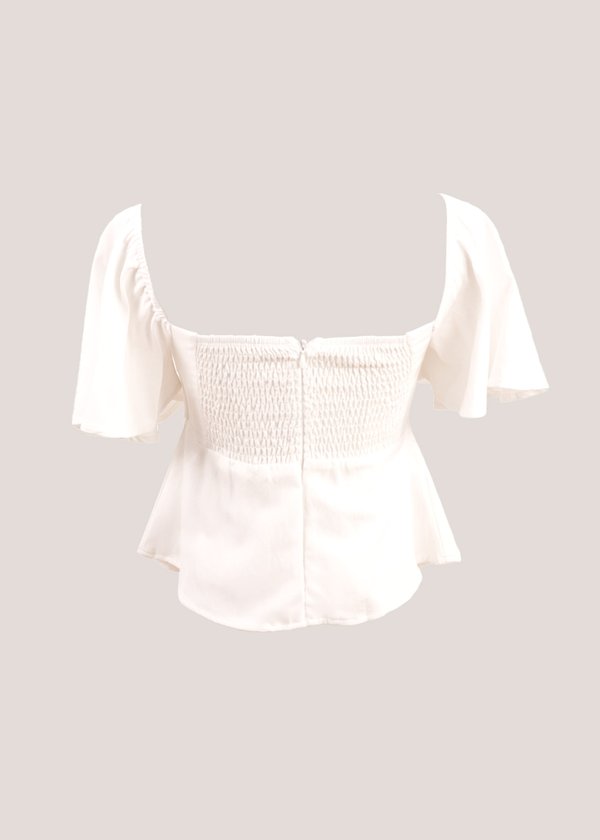 Aris Pleated Flutter Top in White