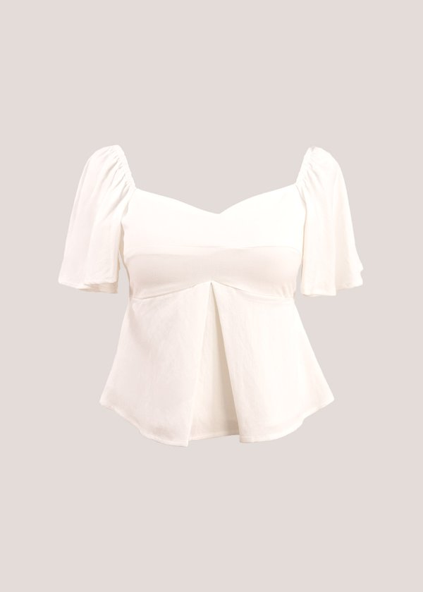 Aris Pleated Flutter Top in White
