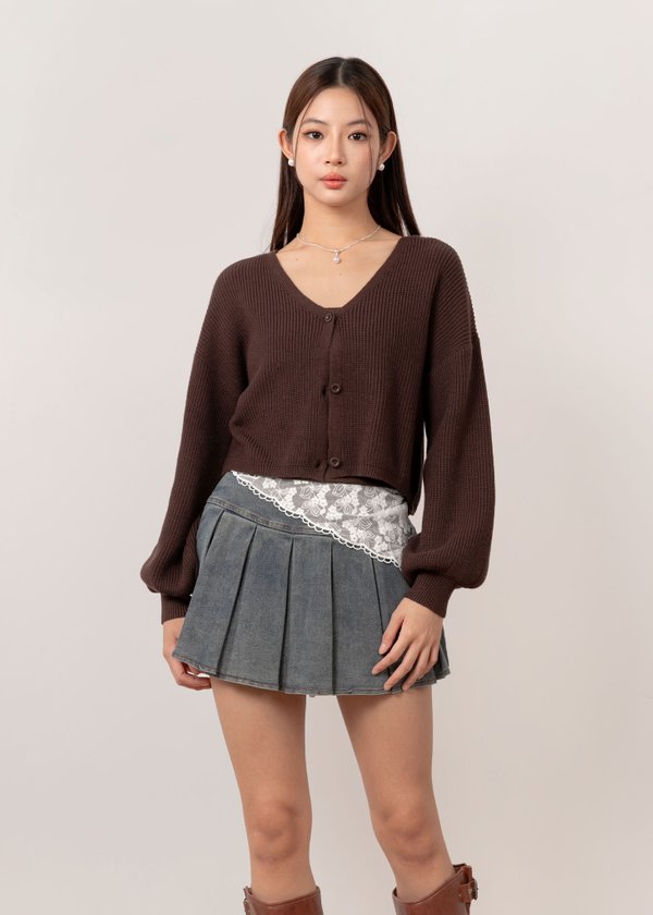 Now And Then Cardigan in Espresso Brown