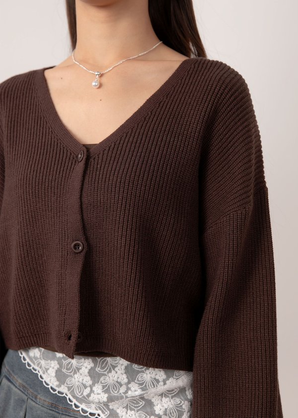 Now And Then Cardigan in Espresso Brown