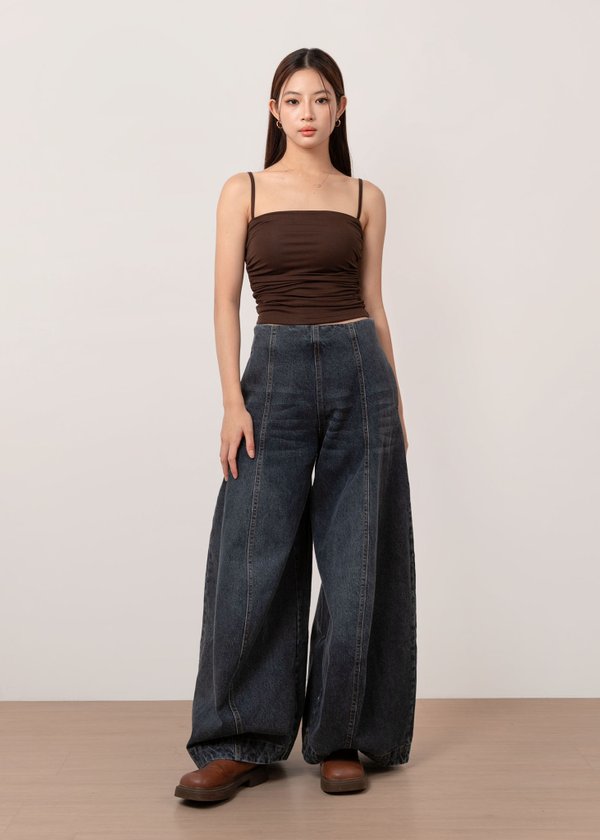 No Rules Wide Legged Denim Jeans in Dark Wash