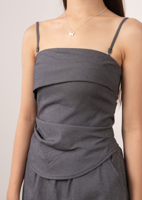 Softstep Asymmetrical Top in Black Stripes