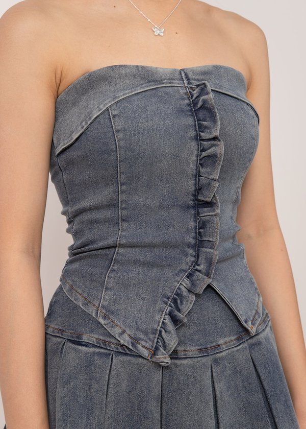 IT-Girl Denim Top in Blue