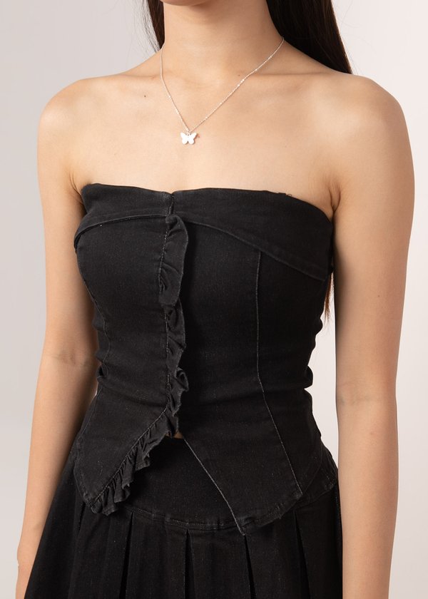 IT-Girl Denim Top in Black