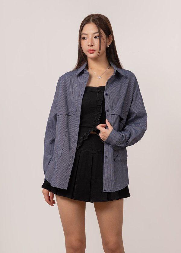 Cote Classic Stripes Outerwear in Navy