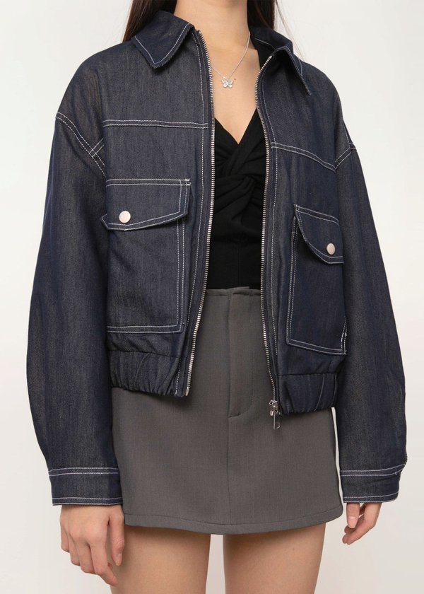 Parallel Edit Denim Jacket in Denim Blue