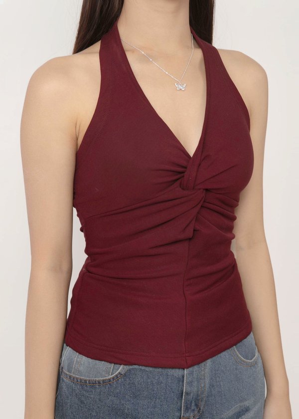 Bare Minimum Knot Top in Wine Red *US*