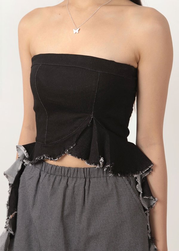 Jellyfish Denim Top in Black