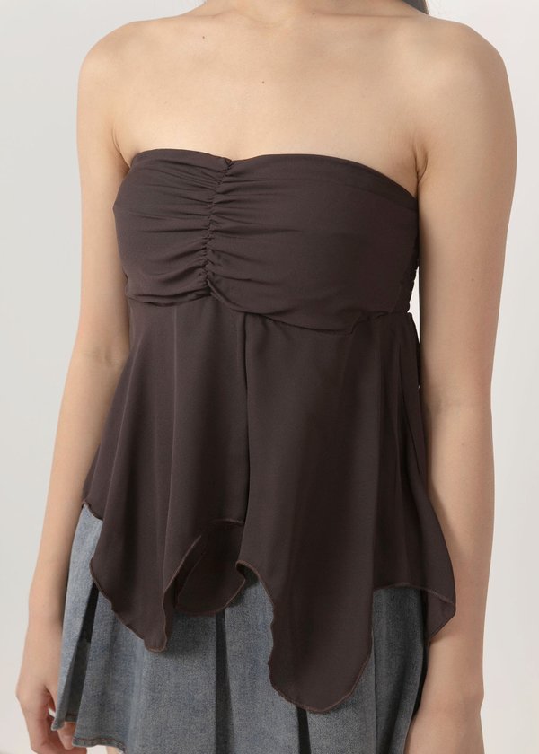 Sugar Rush Chiffon Halter Top V2 in Espresso Brown