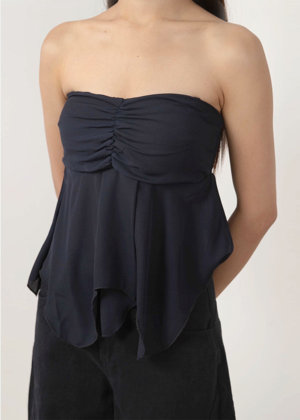 Sugar Rush Chiffon Halter Top V2 in Navy