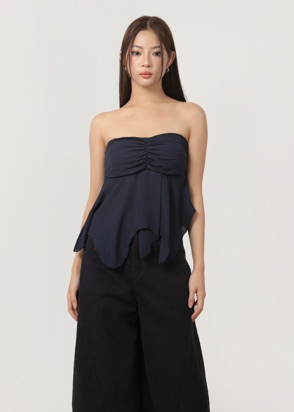 Sugar Rush Chiffon Halter Top V2 in Navy