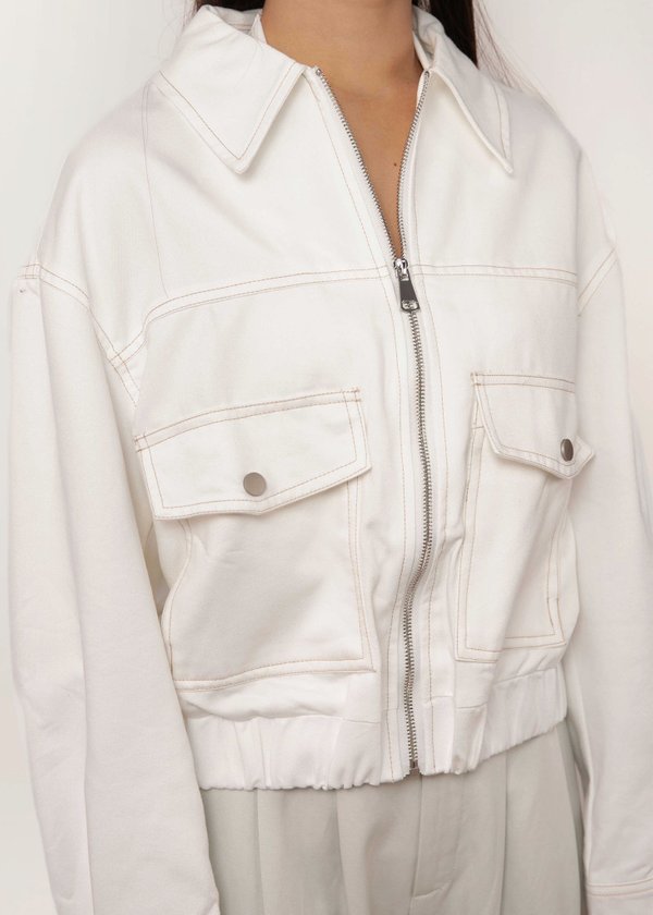 Parallel Edit Denim Jacket in White