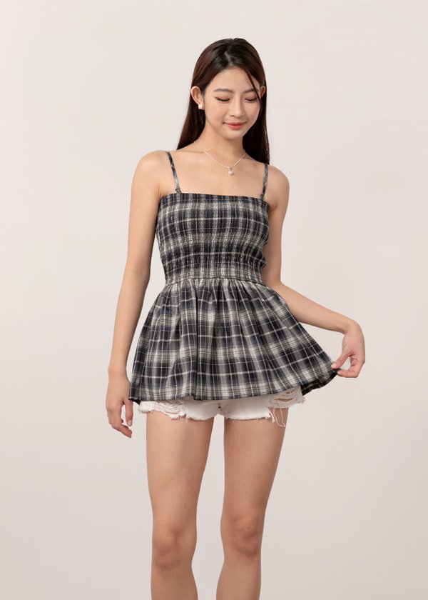 Sloan Gingham Babydoll Top in Blue