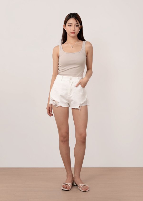 The Highwaist Denim Shorts in White