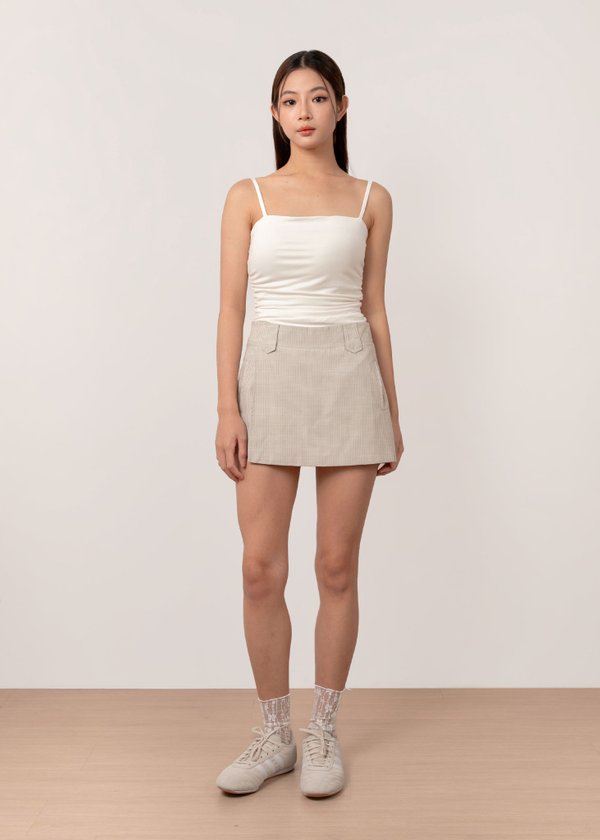 Valence Pinstripe Skorts in Ivory Beige