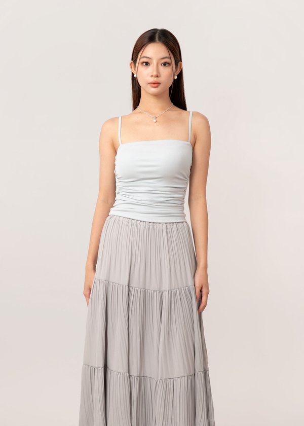 Ultra Soft Ruched Spag Top in Snow Blue *US*