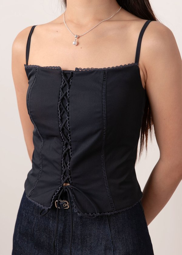Criss Cross Charm Top in Navy