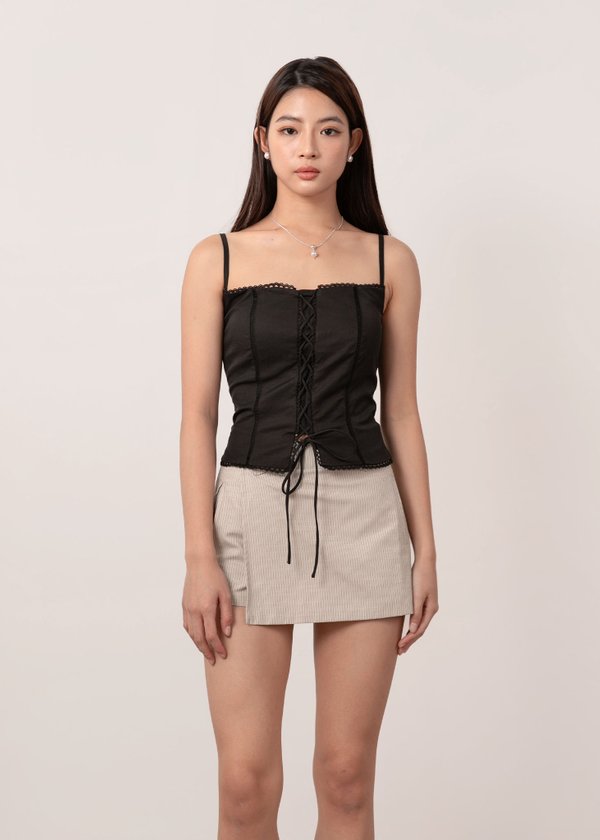 Criss Cross Charm Top in Black