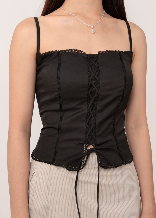 Criss Cross Charm Top in Black