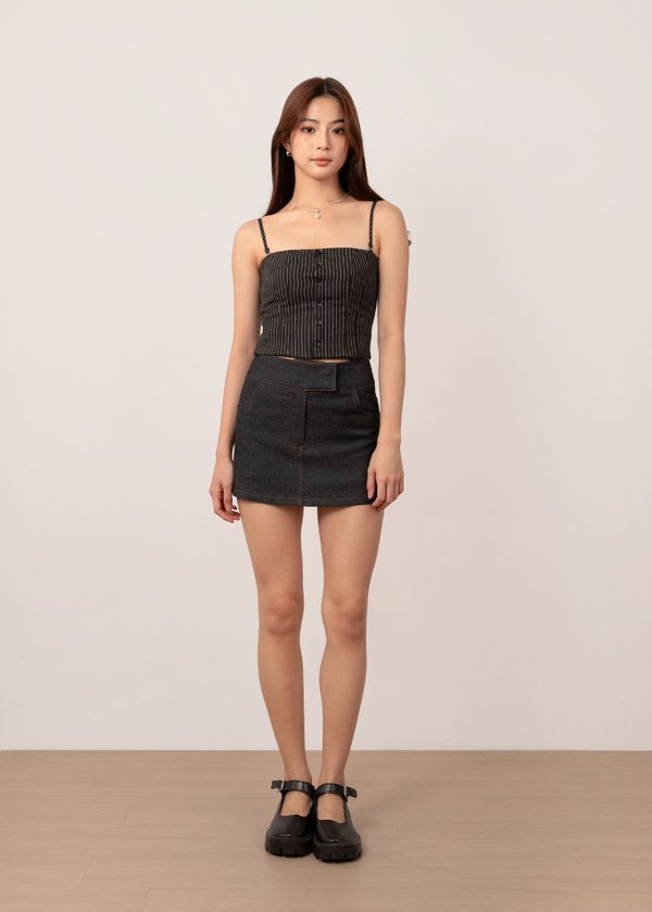 Editorial Denim Skirt in Midnight